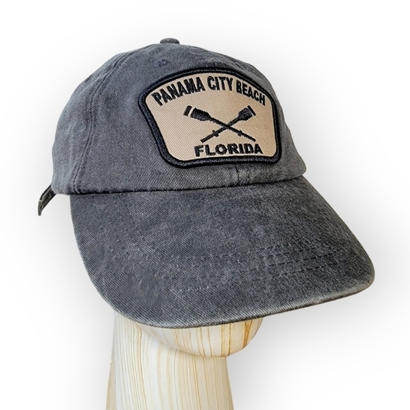 DK Caps Panama City Beach Florida Charcoal Gray Black Ball cap - Picture 1 of 17